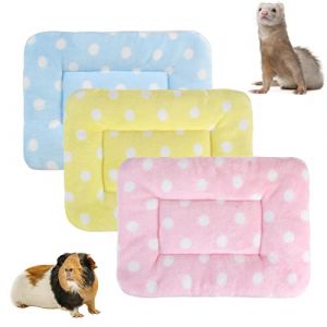 Lot de 3 lits en polaire pour petit animal, chauds et moelleux, tapis de couchage pour chaton, lapin, chinchilla, écureuil, hérisson (taille S : 38 x 28, C) (BundleMall, neuf)