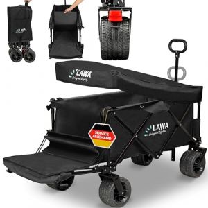 Chariot Pliable avec hayon Toit Chariot de Plage Chariot de Jardin Chariot de Transport extérieur 100kg Chariot à Main Charrette à Bras Caddie Diables à Main Poussette pour Chien (LAWA Living and Lifstyle (Prix TVA incluse), neuf)