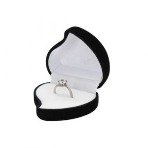 FuninCrea Porte Alliance Mariage en velours, Boite Bague &agrave; Fente Simple en Forme de Coeur, Petit Boite Alliance pour Mariage, Fian&ccedil;ailles, C&eacute;r&eacute;monie (Noir) (HHJD Distribution, neuf)