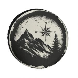 Boussole Nature Montagne Housse De Pneu De Secours Premium Housse Roue De Secours Anti Poussi&egrave;re Neige Couverture De Roue De Secours Universelle pour Voiture SUV Auto Remorque 17Inch (guangzhoumianyushangmaoyouxiangongsi741, neuf)