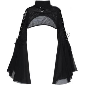 SEAUR Bol&eacute;ro Gotique Femmes Top Boléro Shrug en Dentelle Ados Fille Lolita Punk Cardigan Cache Epaule à Manches Longues Noir L (MANDIGLO, neuf)