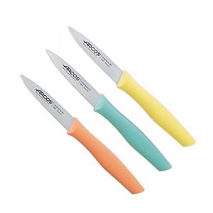 Arcos Couteau Office | Boîte de 3 Couteaux d'Office |3 pièces | couteaux de cuisine | couteau à légumes et fruit (Jaune, Turquoise, Orange, 85 mm) (CUPERINOX, S.L., neuf)