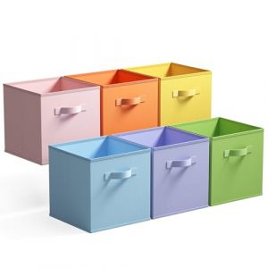 GRANNY SAYS Boîtes de Rangement, Lot de 6 Cubes de Rangement avec Poignées, Paniers et Bac Rangement Tissus pour Kallax Étagère, Boite Rangement Meuble Cube Rangement Pliable 33x33 cm, Colorée (SEMPERFUN, neuf)