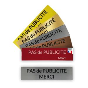 Plaque "Pas de Publicit&eacute; Merci" &ndash; Plaquette Adhesive pas de pub en Acrylique Argent 80x20x1.5 mm &ndash; Fabrication Fran&ccedil;aise &ndash; Adh&eacute;sif 3M Ultra R&eacute;sistant &ndash; Stop Pub pour Bo&icirc;te aux Lettres et Porte (Atelier des Arts Num&eacute;riques, neuf)
