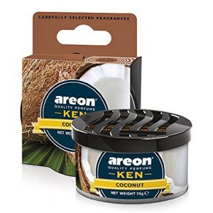 AREON Ken Désodorisant Voiture Noix de Coco Tropical Fruits en Pot Couvercle Ventilé Réglable 3D (Lot de 1) (BN Direct Supply, neuf)