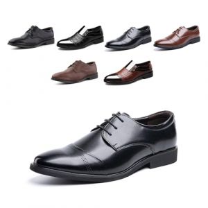 Hitmars Derby Homme Oxfords Chaussure Ville Brogues Lacets Mariage Dressing Chaussures Cuir Vernis Classique Soirée Costume Habillées G/XZ701 Noir 43 (Free Mobile OU, neuf)