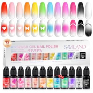 Saviland Kit de Gel Vernis &agrave; Ongles pour Airbrush: 12 Couleurs de Gel Vernis &agrave; Ongles pour Airbrush 15 ml, Collection Printemps & Et&eacute; pour Conception Nail Art (SavilandPlus, neuf)