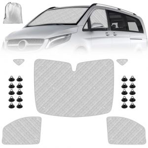 Pare-Soleil pour Pare-Brise de Camping Car Compatible avec Mercedes-Benz VITO III W447 2014-2022, Lot de 5 Pare-Soleil Thermiques Internes avec Sac de Rangement (JinsenTGG, neuf)