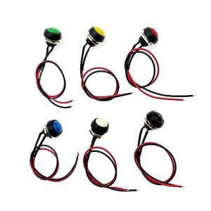 JZK 6PCS 12mm 12V bouton poussoir momentané étanche 2-pin ON/OFF PBS-33B petit interrupteur à bouton-poussoir rond, bouton avertisseur sonore à réinitialisation automatique sans verrouillage (CHEER CHAMP, neuf)