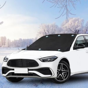 Uoimky Couverture Pare-Brise Voiture, Magnétique Bâche Pare Brise Voiture Protège Pare Brise Hiver Couverture Pare-Brise pour Anti Givre, Neige, Glace, Soleil, 206x116cm (cloudcl, neuf)