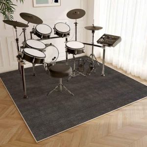 Qesjodfu Tapis de Tambour Insonorisé Tapis Batterie Tapis de Batterie électronique Tapis d'absorption des Vibrations Tapis Batterie Tambour pour Basses Caisse Claire et Autres Instruments 110 x 80 cm (Qesjodfu, neuf)