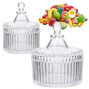 2 Pièces Bocal en Verre avec Couvercle, Petits Bonbonnière Bocaux de Stockage en Verre Transparent pour Fête Mariage Table à Bonbons Buffet (100ml+300ml) (shen yu qin shop, neuf)