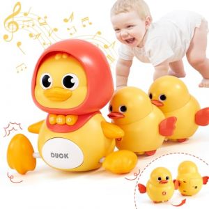 hahaland Jouet Bebe 1 an Canard Qui Marche Bebe, Jouet Bebe 6 Mois Jouets Musicaux avec Musique & Lumi&egrave;re, Jeux Montessori 1 an Jouet Enfant 1 2 Ans Cadeau Enfant 1 2 Ans Garcon Fille (Hahaland Toys, neuf)