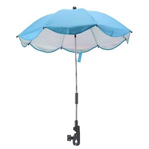 14 Pouces Ombrelle pour Poussette, Parasol Universel pour Poussette avec Pince Parasol Réglable pour Poussette avec Protection Parasol pour Poussette, Couffin, Fauteuil Roulant (Azure (colle (Luqeeg, neuf)