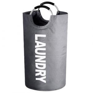 Paniers à linge pliable, 90L Panier à Linge avec poignée, Sac à Linge en Tissu Oxford, Panier Linge Sale Bac Linge Sale, Corbeille à Linge portable, trieur à linge (Gris foncé) (希卡亚, neuf)