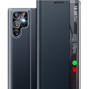 Coque S22 Ultra pour Samsung S22 Ultra Etui Clear View Cover &agrave; Rabat &Eacute;tui Housse Galaxy s22 Ultra Mince Flip Folio B&eacute;quille Stand Support Coque pour Samsung Galaxy S22 Ultra 5g Case (Bleu fonc&eacute;) (Qissy-FR, neuf)