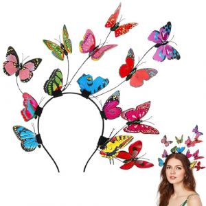Bandeau Papillon, Serre Tete Papillon Femme, Accessoire De T&ecirc;te Papillon pour F&ecirc;te, Bandeau Papillon 3D, Serre Tete Fille pour Carnaval, Cosplay, Mariage, Halloween (Yuwangbao, neuf)
