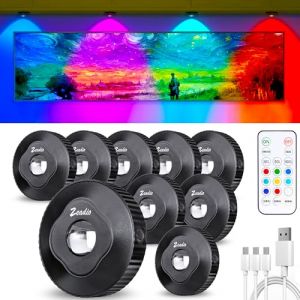 Zeadio Lampe d'armoire LED à contact avec télécommande, éclairage rechargeable pour la cuisine avec bouton-poussoir sur poussoir dimmable pour salon, chambre, cave, etc (Pack de 9) (Zeadio FR, neuf)