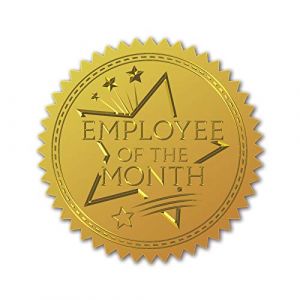 craspire 100 pièces en Relief Feuille d'or Certificat Sceaux Autocollants Auto-Adhésifs Médaille Décoration Autocollants Certification Diplôme Sceaux d'entreprise Sceaux (EMPLOYÉ du Mois) (CRASPIRE FR, neuf)
