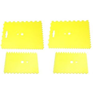 AERZETIX - C49998 - Lot de 4 Spatules dentelées 178x132mm et 133x91mm - spatule crantée - spatule à Dents - Outil à Main pour Enduit/Colle/plâtre - en Plastique (Tuning, neuf)