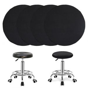 Housse Tabouret Rond Lot de 4 Housse Chaise Bar Extensible Diam&egrave;tre 35-45 cm Housses de Tabouret Noir Facile d'entretien Lavable Infroissable Douce et Durable (MDHONG, neuf)