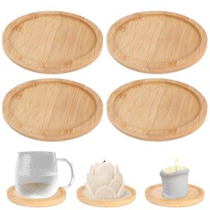 Lot de 4 assiettes rondes en bois pour bougies jusqu'à 6,5 cm - Soucoupes rondes en bois pour bougeoirs - Soucoupe ronde pour bougies - Soucoupe ronde pour bougies (jiuyaoxin, neuf)