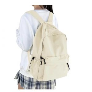 HYC00 Sac a Dos Scolaire Fille Lycee Ados Sac &agrave; Dos Coll&egrave;ge Gar&ccedil;on Sacs &agrave; dos Unisexe Loisir Backpack &eacute;cole Cartables Scolaires Daypacks Universit&eacute; Sacs d'&eacute;cole l&eacute;ger College Pack Bookbag, Beige (SUNMOP, neuf)