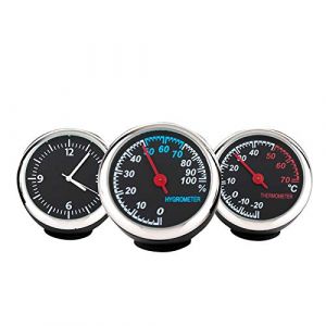Riloer Montre &eacute;lectronique pour voiture avec cadran + thermom&egrave;tre + hygrom&egrave;tre 1 Lot de 3 pi&egrave;ces, Montre &eacute;lectronique pour tableau de bord de voiture (LanCo2020, neuf)