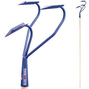 KOTARBAU® Cultivateur à Main avec Tranchants Griffe de Jardin en Acier avec Manche en Bois 173 cm Pioche de Jardin avec 3 Dents Râteau à Fleurs Accessoire de Jardinage Outil de Jardinage (KOTARBAU, neuf)