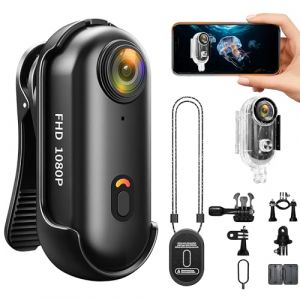 Mini Cam&eacute;ra d'Action WiFi,Camera Sport 1080P, Mini Camera Moto,APP Contr&ocirc;l&eacute;,Portable Appareil Photo Sous-Marine,Magn&eacute;tique Action Cam pour Vlog Cyclisme Surf Skateboard V&eacute;lo,Cam&eacute;ra Au Pouce(Noir) (Wobote, neuf)