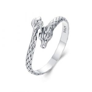 Kerraom Bague Dragon en Argent S925 R&eacute;glable Vintage - Bague Dragon Chinoise Anneau Ouvert Cadeau Bijoux pour Femme Filles (Fanxi USA, neuf)