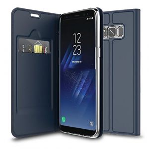 Verco Etui pour Samsung Galaxy S8+, Coque Pochette Portefeuille pour Housse Galaxy S8 Plus avec Magn&eacute;tique Fonction Wallet - Bleu (ATS-Discounter, neuf)