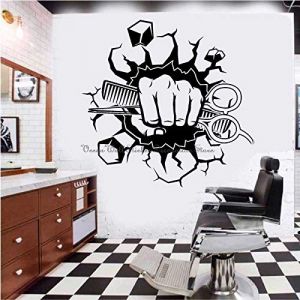 Blrpbc Stickers Muraux Autocollant Mural pour Salon de Coiffure Hommes, Barbe Rasage Boutique Enseigne Porte D&eacute;coratif Vinyle 86x89cm (zhangleiwaimao, neuf)