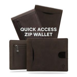 AKIELO Portefeuille RFID Blocage avec Compartiment &agrave; Fermeture &Eacute;clair pour Pi&egrave;ces et Coffret Cadeau &ndash; Porte Cartes &Eacute;l&eacute;gant avec Languette &ndash; Porte Monnaie Homme (Delta - Fermeture &Eacute;clair Moka Fonc&eacute;) (AKIELO, neuf)