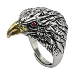 KONFEN Bague Argent Homme, Viking Eagles Bague Ajustable Reglable Ouverte, Une Bague Vikings Pouce Anneau Bagues Reglables Orteil Bijoux Simple Vintage pour Homme Ado (KONFEN, neuf)