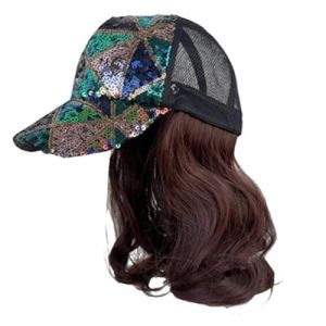 Chapeau de soleil &eacute;l&eacute;gant en forme de bec de canard - Chapeau de cheveux synth&eacute;tiques r&eacute;alistes - Perruques - Chapeau de baseball pour les amateurs de mode - M&eacute;lange de cheveux synth&eacute;tiques (Ljiingky, neuf)