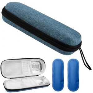KeyQueen Pochette Isotherme Insuline Sac Isotherme à Insuline avec 2 Poche de Gel Poche Glacière Trousse à Insuline Sac Isotherme Medicament Voyage pour Diabétique (Bleu Foncé) (MaiErKen, neuf)