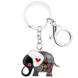 DALANE Porte-cl&eacute;s &Eacute;l&eacute;phant Africain Alliage &Eacute;maill&eacute; Porte-cl&eacute;s Bijou Fantaisie Cadeaux pour Femmes Filles Porte-monnaie Charms (Ebony) (hang zun, neuf)