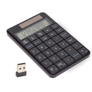 Calculatrice Pav&eacute; Num&eacute;rique Calculatrice, Panneau Solaire Deux Modes 29 Touches 2.4GHZ Calculatrice Pav&eacute; Num&eacute;rique sans Fil, Transmission Stable sans D&eacute;lai pour Ordinateurs Portables (septpenta, neuf)