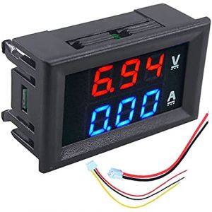 Retoo Mini voltmètre et ampèremètre 2 en 1 avec écran LCD 48 x 29 mm 3V - 30V 10A Multimètre numérique rouge et bleu Testeur de courant de tension Amp Volt Jauge Affichage double couleur Compteur (RETOO, neuf)