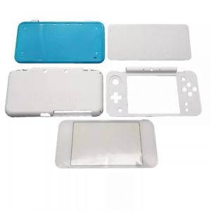 Hzxkqmil Kit de Coque de Rechange Couvercle du Bo&icirc;tier pour Nintendo New 2DS XL/New 2DS LL Console, Plaque Frontale DIY Cadre Sup&eacute;rieur Plaques Inf&eacute;rieures (Blanc + Bleu) (XKQwalmon, neuf)