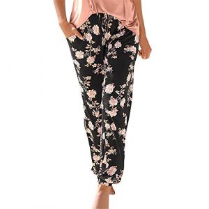 Pantalon Yoga Femmes Fluide Bouffant Pantalon Fluide Femme été Taille Haute Harem Pantalon Sport Femme Bloomers Sarouel Pants D'été Floral Imprimer Élastiquée Taille Yoga Sport Leggings (allthemoneycomestomyhouse, neuf)