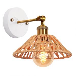 PETITES ECREVISSES Applique Murale Industrielle Design Lampe murale en corde de chanvre et M&eacute;tal Spots muraux Int&eacute;rieur Ajustable Luminaire Interieur pour Chambre Salon,22cm (Marr&oacute;n, A-1) (DOO2U, neuf)