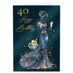 Joli Coon Papeterie Carte anniversaire 40 ans STARDUST Lady &ndash; Carte anniversaire 40 ans femme avec enveloppe en papier premium et v&eacute;ritable cachet de cire (JoliCoon, neuf)