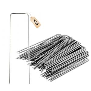 56Pcs pour Sardines de Fixation, 15 cm Piquets de Jardin, Piquet de Tente, Piquets de Fixation, Ancrages au Sol en U pour Bache Anti Mauvaise Herbe Tissu Anti-Mauvaises Herbes Jardin Camping (ChaoJiu, neuf)