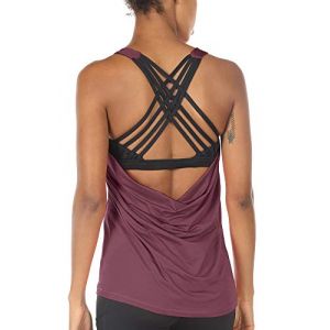icyzone Femme D&eacute;bardeur de Sport 2 en 1 - D&eacute;bardeur sans Manches avec Soutien-Gorge int&eacute;gr&eacute;, Fitness Yoga Tank Top (S, Mauve Orchid) (icyzone, neuf)