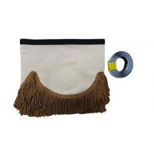 KramTruck Rideau de camion avec pompons, Pare-soleil pour camion, Protection solaire pour toutes les marques de camions (beige clair, pompons marrons) (KRAM-TRUCK Poland, neuf)