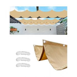 Toile D'ombrage Rétractable Vague Imperméable Rectangulaire 4.5x3M(LXL) Voile Ombrage Filet D'ombrage Bâche Ombrage Protection UV Solaire pour Jardins Balcons Terrasse Pergola Sable (Woace®, neuf)