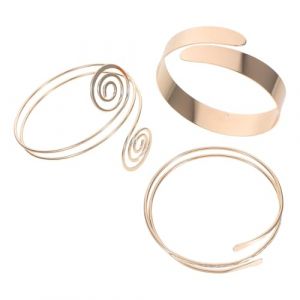 HEMOTON Bracelet de Bras pour Femme 3 Pi&egrave;ces en M&eacute;tal Dor&eacute; Brillant Ensemble G&eacute;om&eacute;trique Comprenant Manchette Lisse Triple Anneau et Motif Note de Musique Accessoires en Or pour (Heather Healy, neuf)