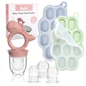 btrfe R&eacute;cipient de rangement pour nourriture pour b&eacute;b&eacute; avec t&eacute;tine &agrave; fruits pour b&eacute;b&eacute;, lait maternel, forme de popsicle faite maison, pour l'alimentation autonome, rose (btrfe, neuf)